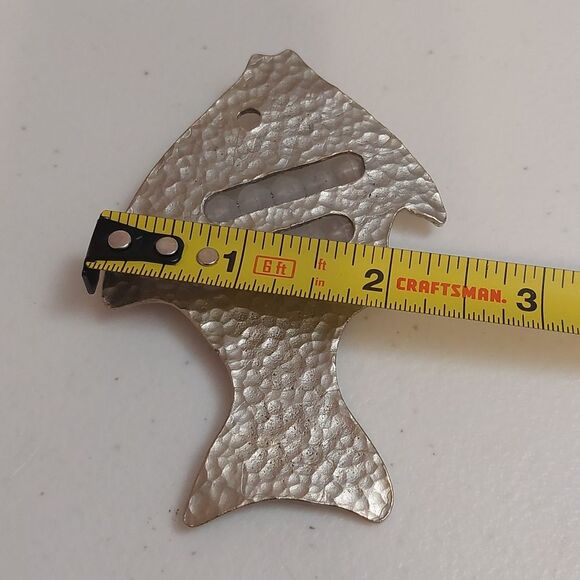 Vintage Artisan Hand Crafted Larged Hammered Fish Beaded Brooch Pin - Picture 6 of 6